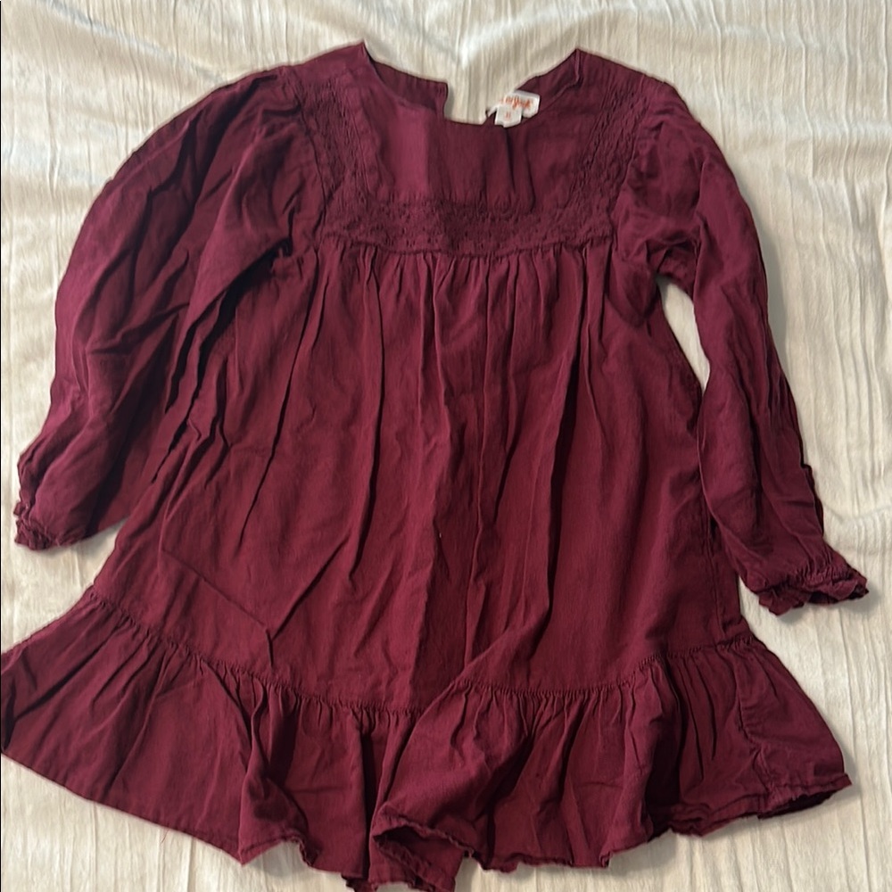 Cat & Jack Maroon Lace Detail Dress